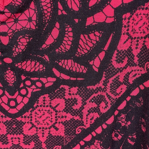 Soma Sleep Shirt Womens Large Red Lace Print Nightgown Loungewear Soft Rayon - Picture 3 of 10